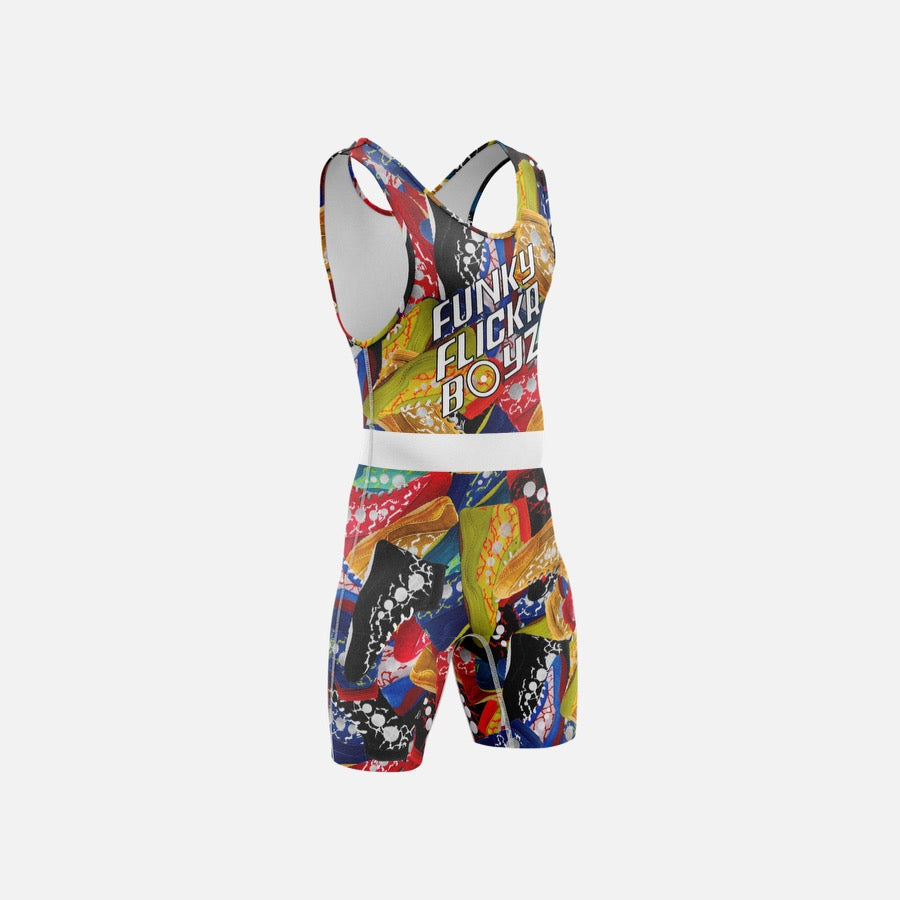 Prelude Shoe Pile Rare Wrestling Singlet - Funky Flickr Boyz Wrestling Gear