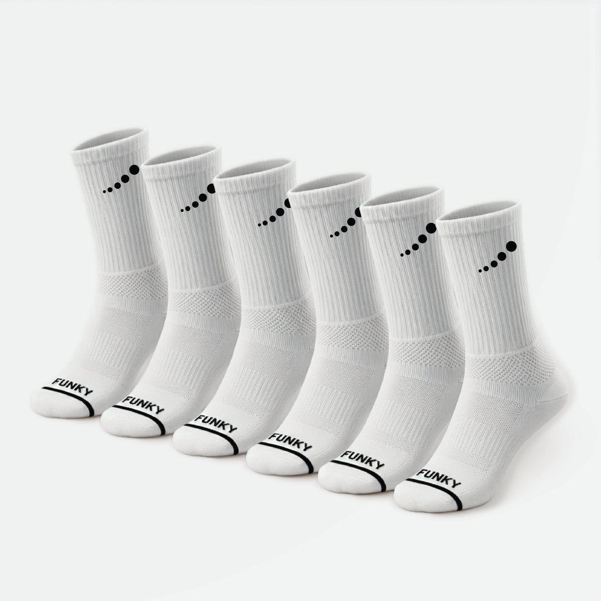 FunkFit Crew Socks (6-Pack, White)