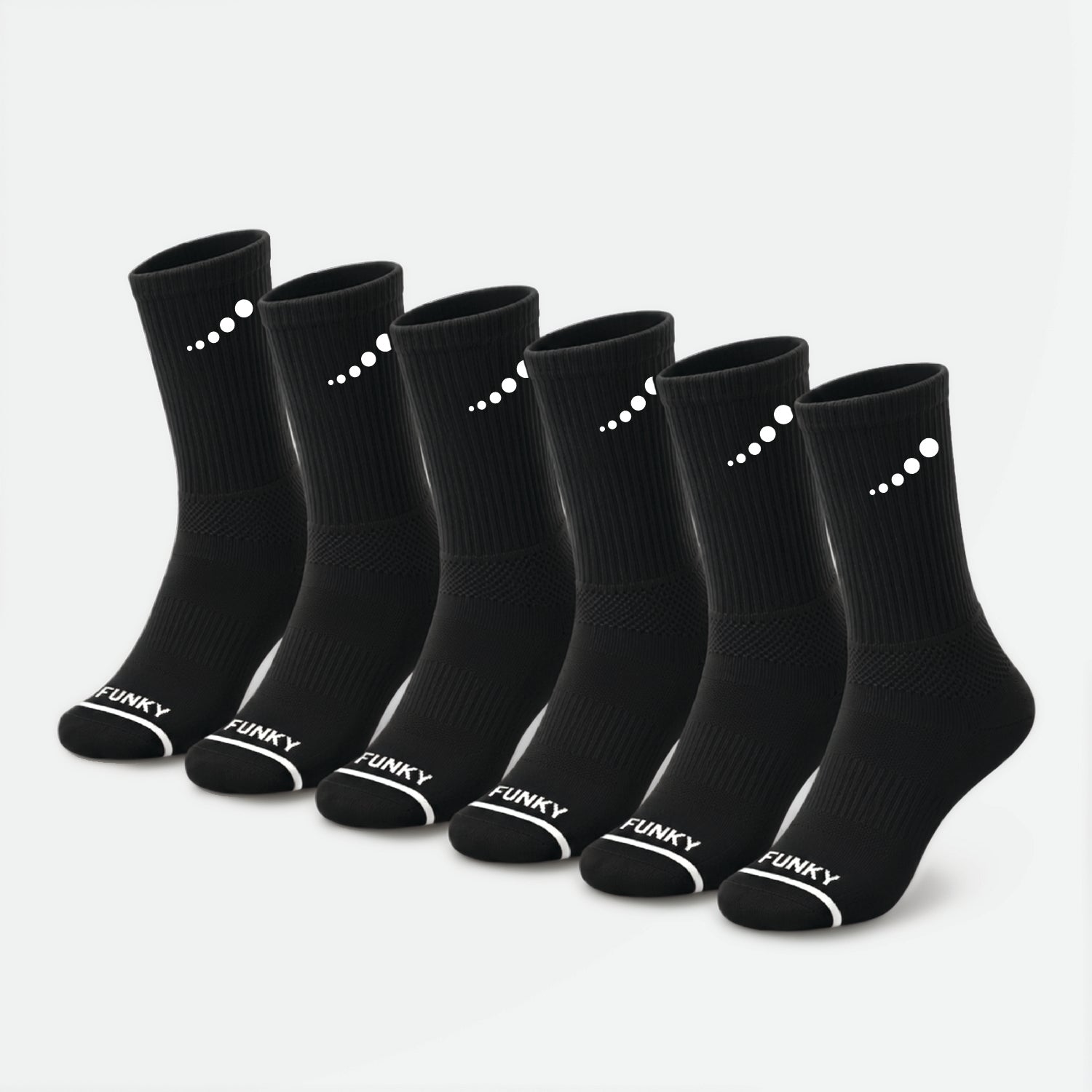 FunkFit Black Crew Socks (6-Pack)
