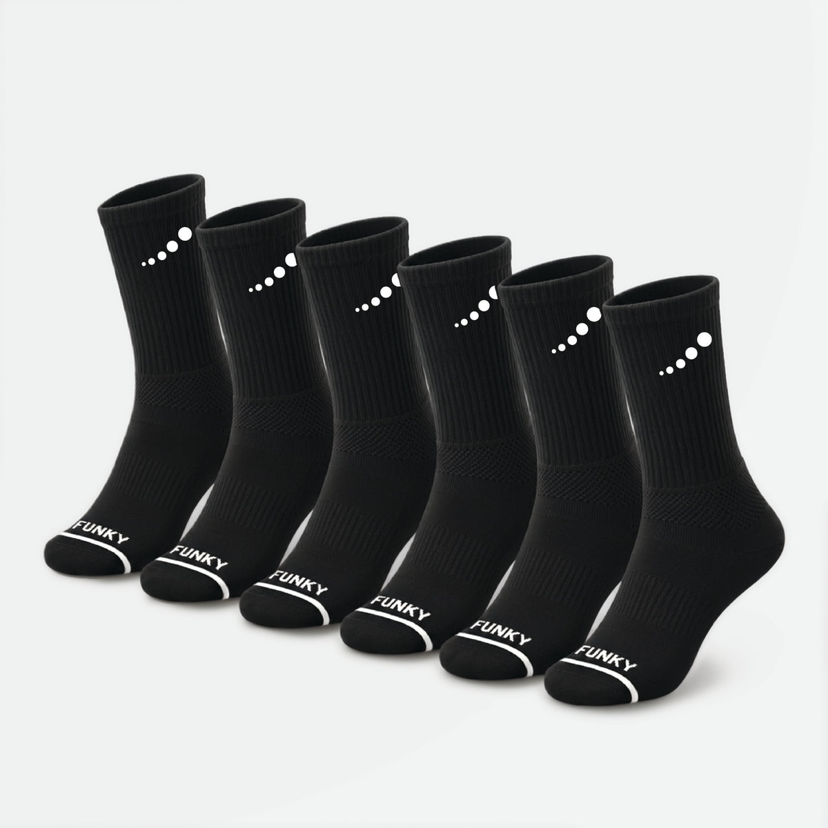 FunkFit Crew Socks (6-Pack, Black)