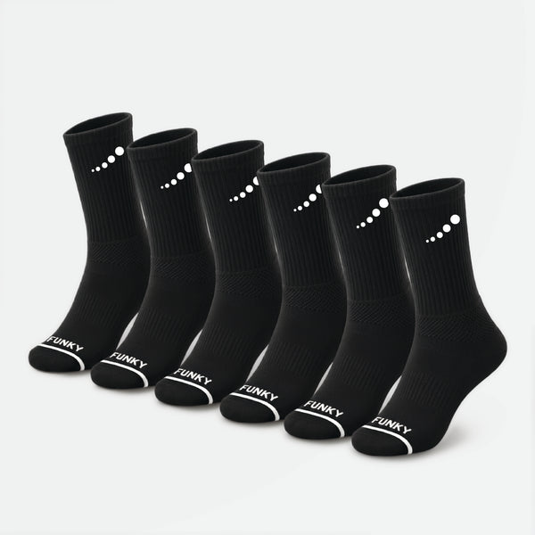 FunkFit Crew Socks (6-Pack, Black) - Funky Flickr Boyz
