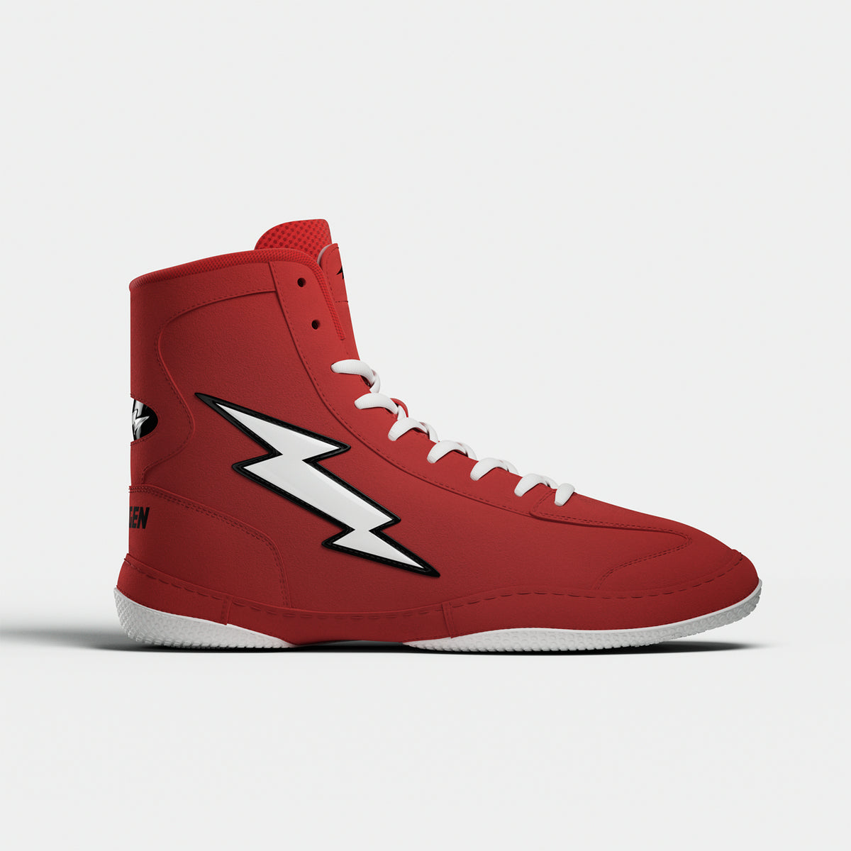 Red and white wrestling shoes on sale