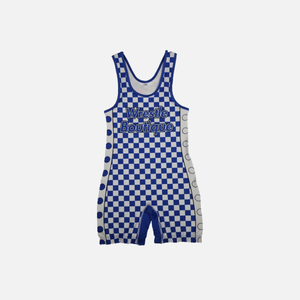 WB Blue Checker Singlet - Wrestle Boutique